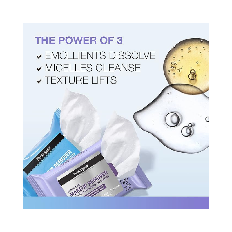 Neutrogena - Day & Night Wipes, Makeup Remover Face Cleansing Towelettes