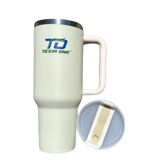 40oz Double Wall Vacuum Travel Mug - Stainless Steel Tumbler with Handle and Straw