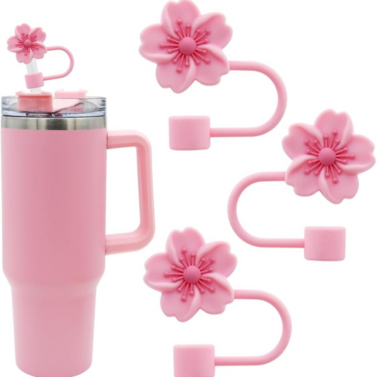 Cherry Blossom Silicone Straw Cover Cap for Stanley (3pcs)