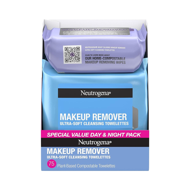 Neutrogena - Day & Night Wipes, Makeup Remover Face Cleansing Towelettes