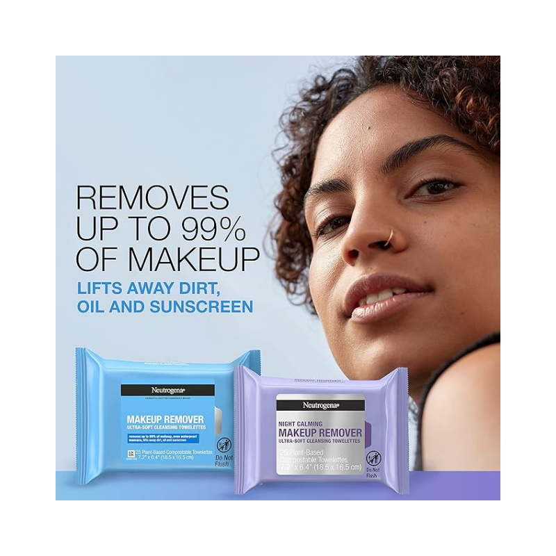 Neutrogena - Day & Night Wipes, Makeup Remover Face Cleansing Towelettes