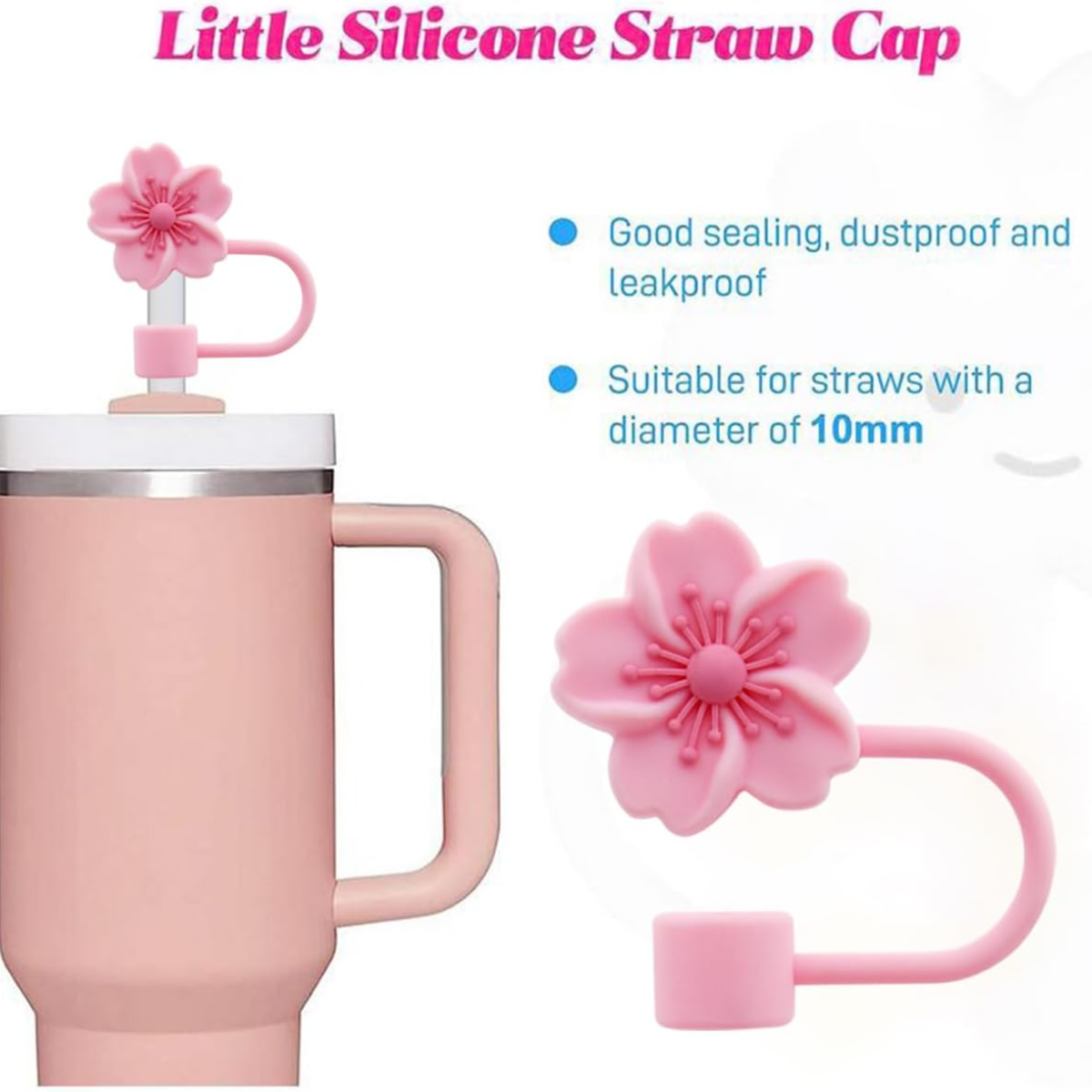 Cherry Blossom Silicone Straw Cover Cap for Stanley (3pcs)