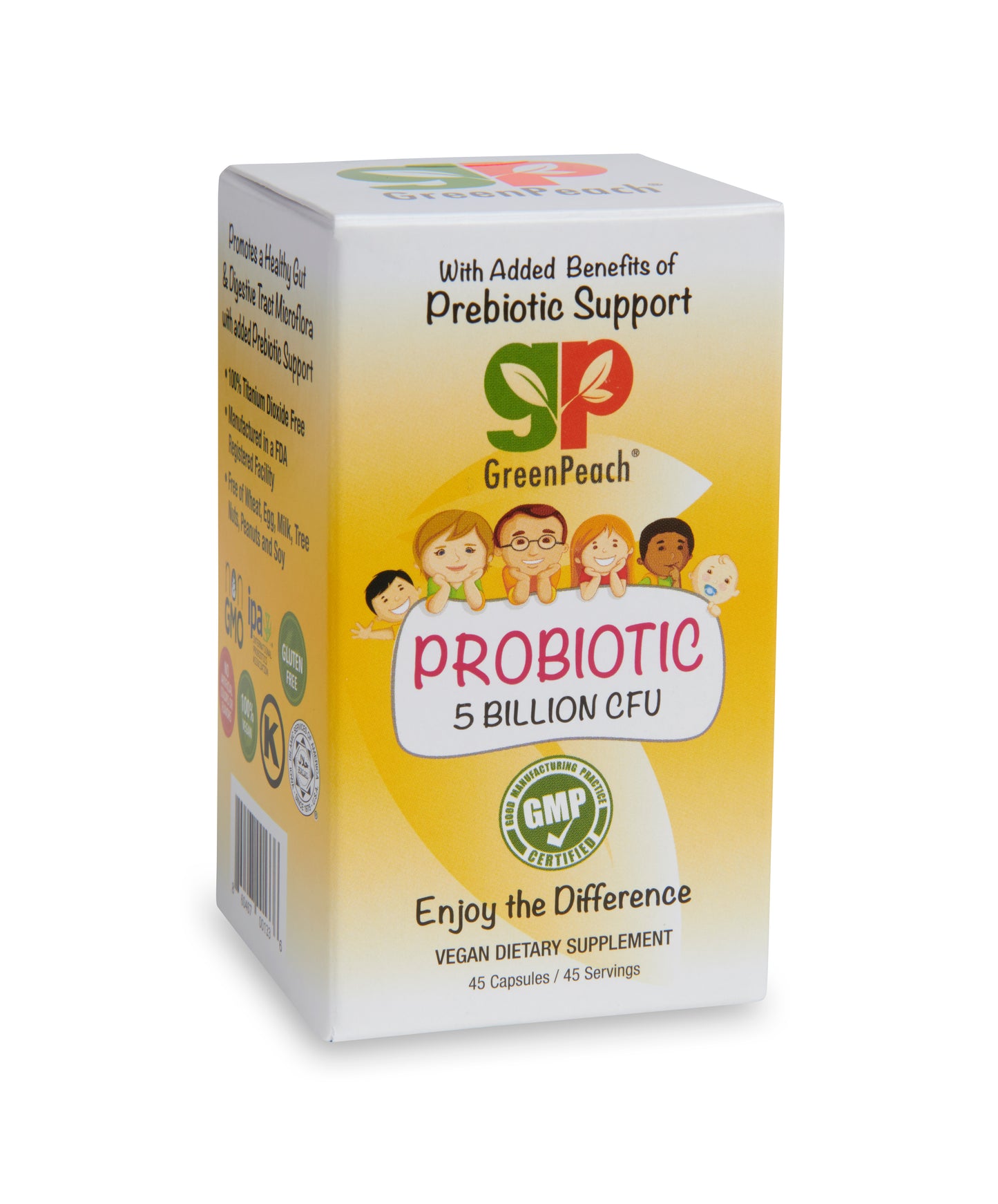 GreenPeach - Vegan Probiotic Blend, 5 Billion CFU Added Prebiotic