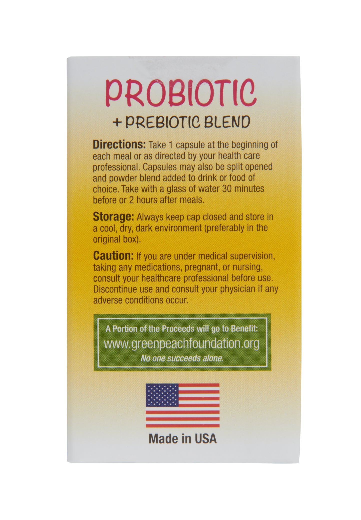 GreenPeach - Vegan Probiotic Blend, 5 Billion CFU Added Prebiotic